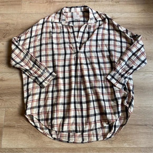 French Connection Panita Organic Cotton Flannel pop over top - Picture 3 of 8